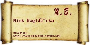 Mink Boglárka névjegykártya
