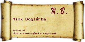 Mink Boglárka névjegykártya